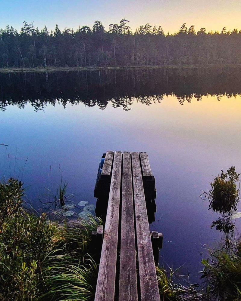 Sunset from a lakeside jetty