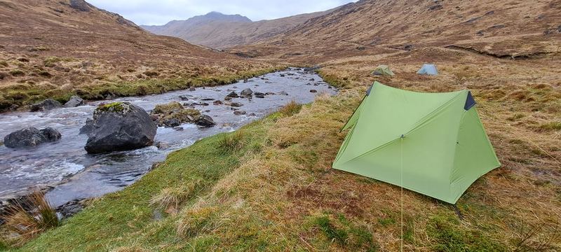 Pitched up beside a Highland stream