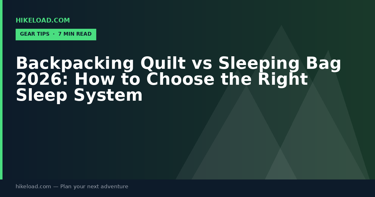 Backpacking Quilt vs Sleeping Bag 2026: How to Choose the Right Sleep System