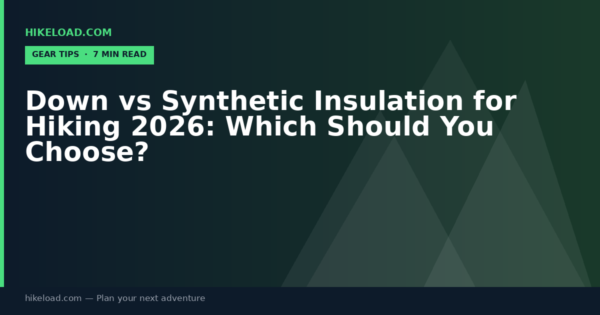 Down vs Synthetic Insulation for Hiking 2026: Which Should You Choose?