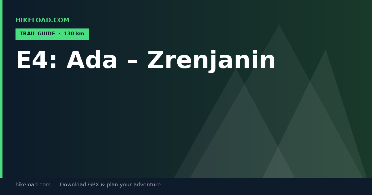 E4: Ada – Zrenjanin trail guide