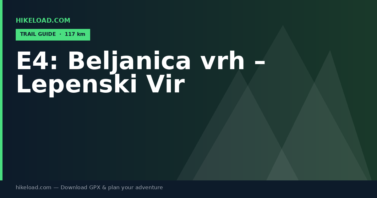 E4: Beljanica vrh – Lepenski Vir trail guide