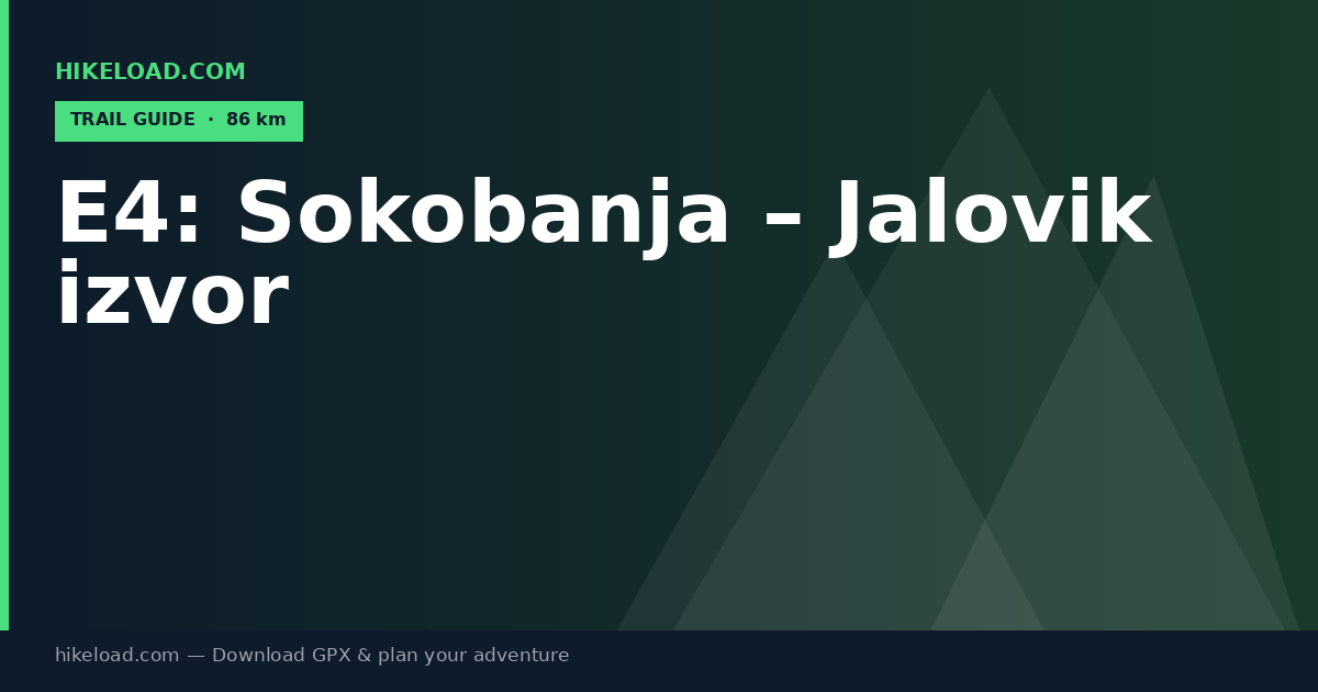 E4: Sokobanja – Jalovik izvor trail guide