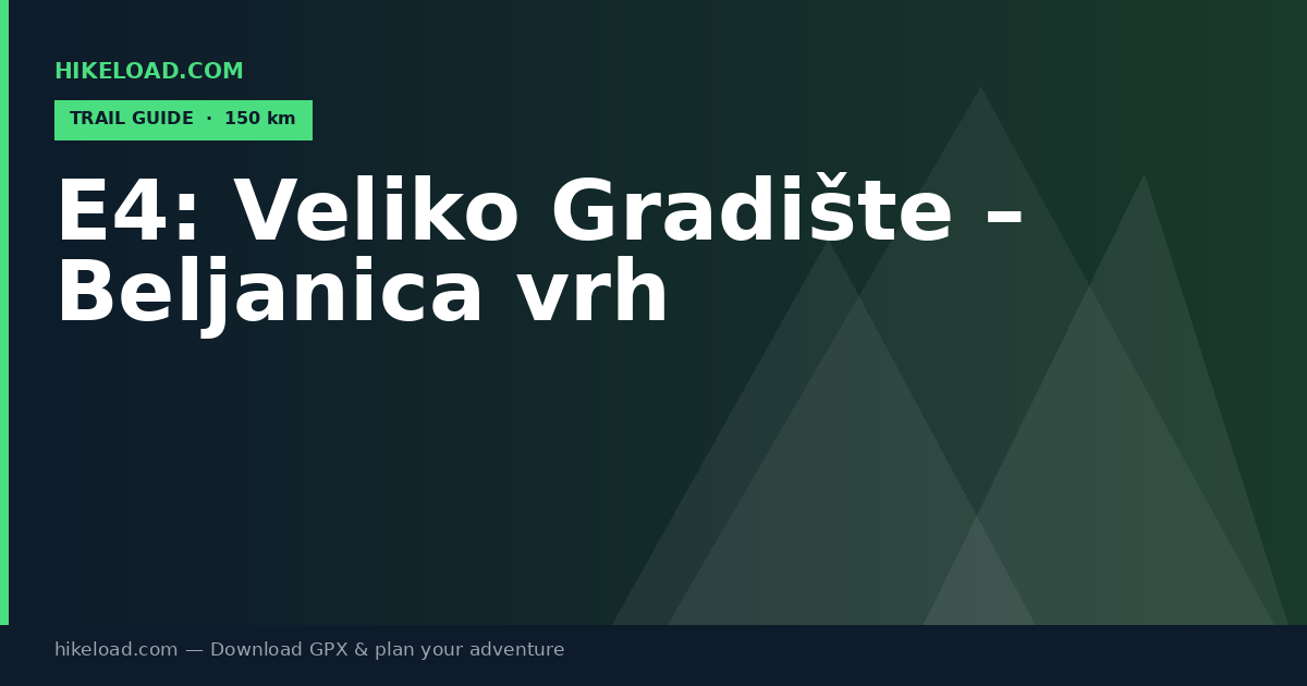 E4: Veliko Gradište – Beljanica vrh trail guide